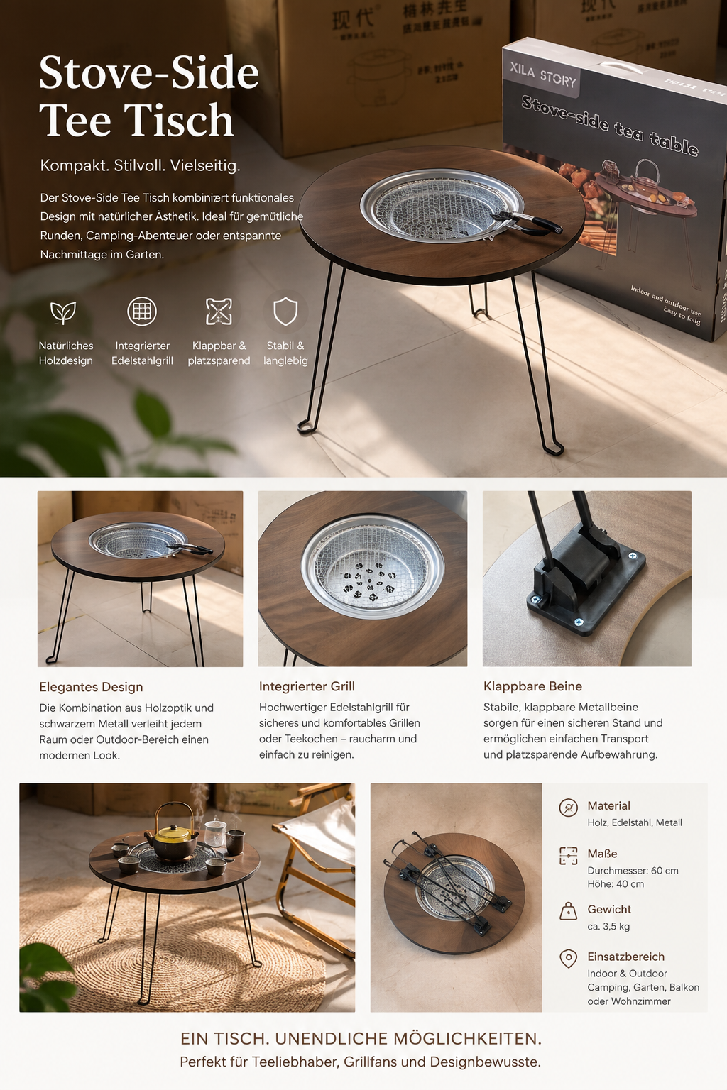 2-in-1 Grill- und Campingtisch von Palvora – Produktansicht 3